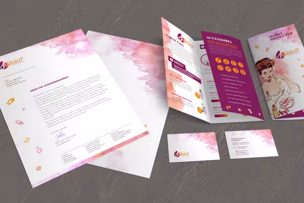 Corporate design templates for the wellness and hairdressing sector: flyers, stationery, business cards