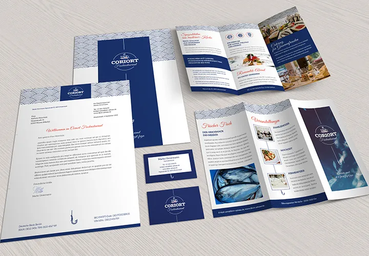 Skabeloner: Visitkort, flyers & design for restaurant, café og bageri.