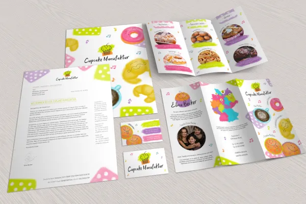 Vorlagen Corporate Design für den Bereich Ernährung und Food: Flyer, Briefpapier, Visitenkarten: Flyer, Briefpapier, Visitenkarten