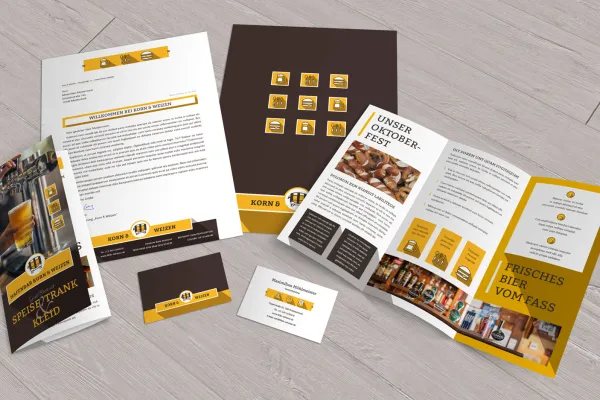 Vorlagen Corporate Design für den Bereich Ernährung und Food: Flyer, Briefpapier, Visitenkarten