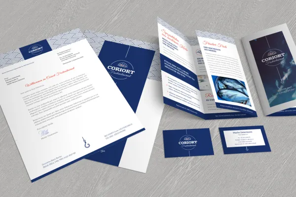 Sjablonen voor het corporate design voor voeding en food: flyer, briefpapier, visitekaartjes: flyer, briefpapier, visitekaartjes.