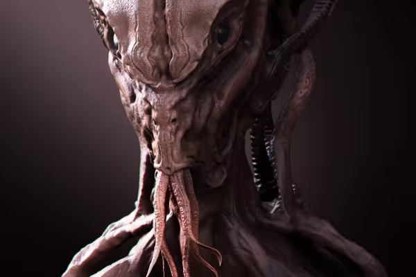 Alien modelado en el tutorial de ZBrush.