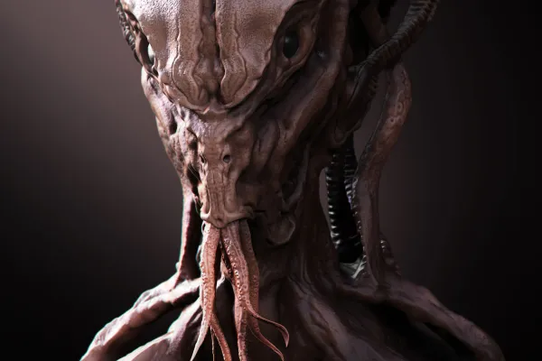 Alien, das im ZBrush Tutorial modelliert wird.