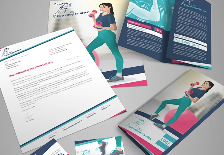 Templates for sports & fitness studios: flyers, business cards, PowerPoint & Co