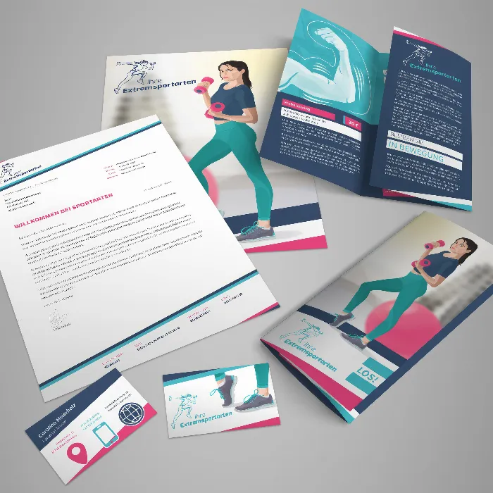 Sjablonen voor sport- en fitnessstudio: flyer, visitekaartjes, PowerPoint enz.