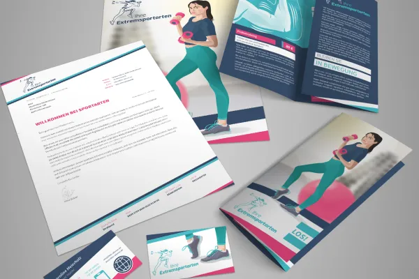 Sjablonen voor sport- en fitnessstudio: flyer, visitekaartjes, PowerPoint enz.