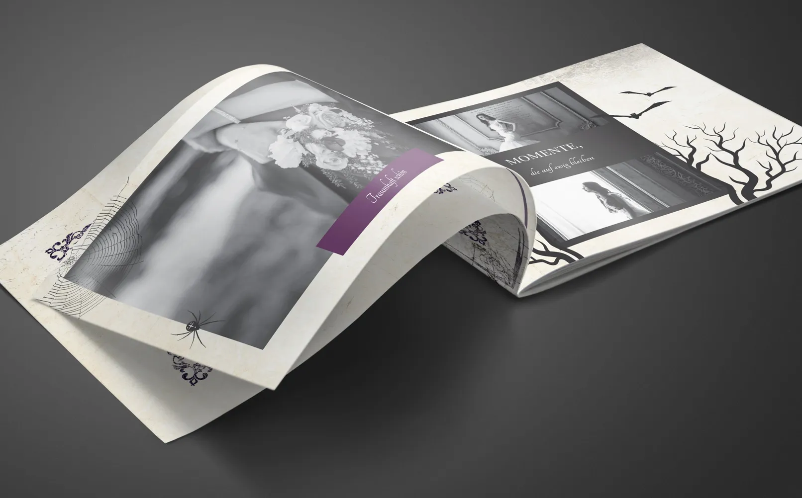 Düğün fotoğraf albümü için yatay formatta A4 boyutunda şablon