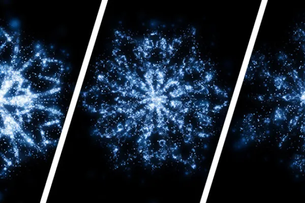 Snow crystals against a black background