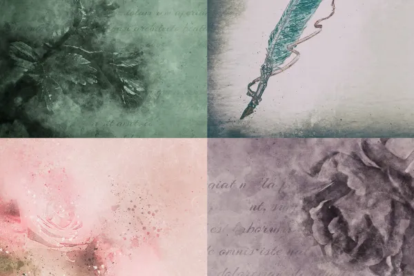 Wallpapers with drawing pens and roses