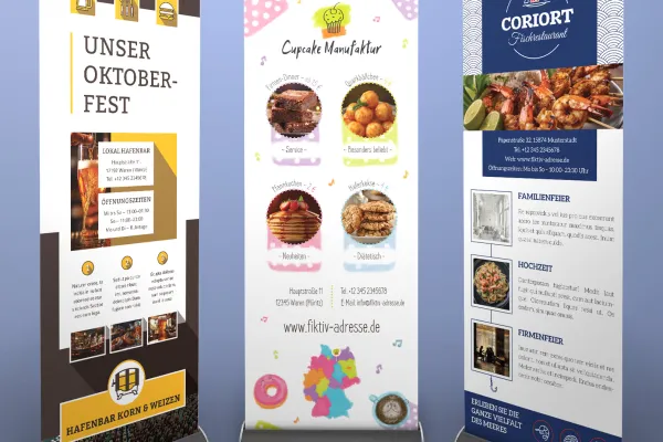 Modelli di design per roll-up per la progettazione per alimentazione e cibo.
