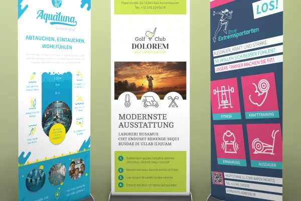 Modelli di design per roll-up per lo sport e il movimento.