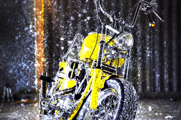 Image of motorcycle, overlaid with wall texture