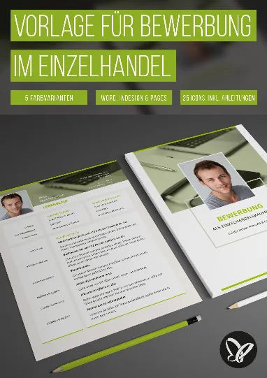 Design-Muster Bewerbung im Einzelhandel: Kauffrau, Kaufmann