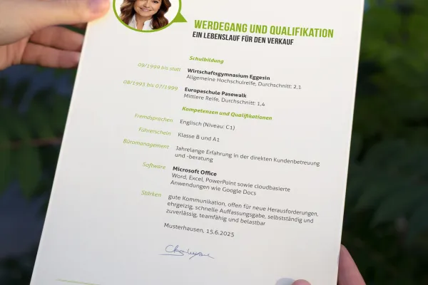 Suunnittelumalli työhakemukseen toimistoassistentiksi, ansioluettelo vihreänä.