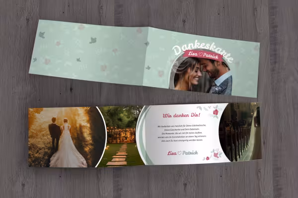 Plantilla para tarjeta de agradecimiento de boda