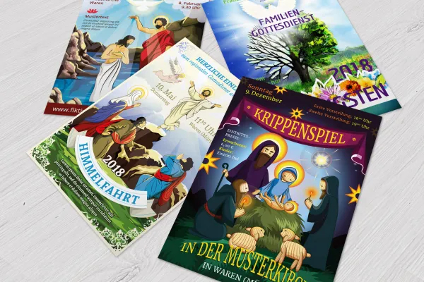 Flyer-mallit kristillisiin tapahtumiin, kirkko.