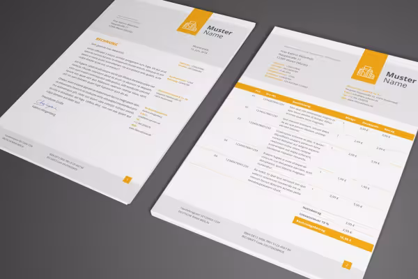 Plantilla de carta comercial y oferta o albarán en amarillo