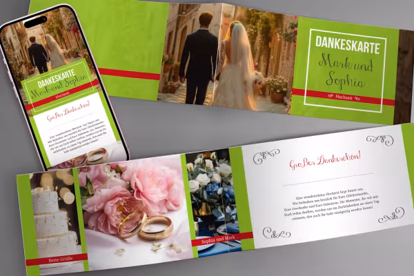 Vorlage für Dankeskarte zur Hochzeit