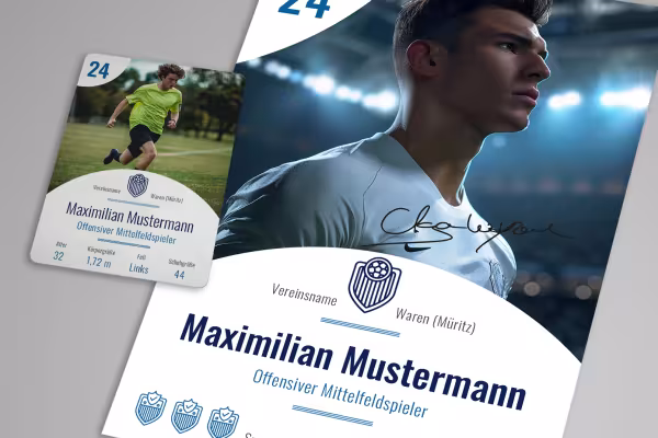 Design template for autograph cards and player trading cards