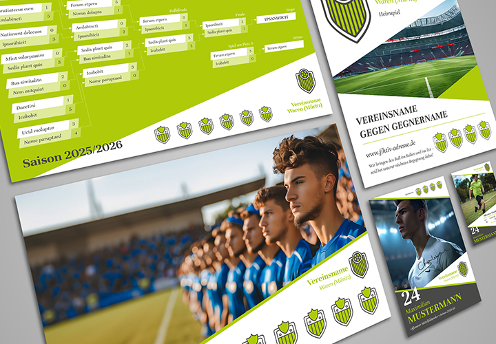 Designmallar för idrottsföreningar: donationscheck, banderoll och annat