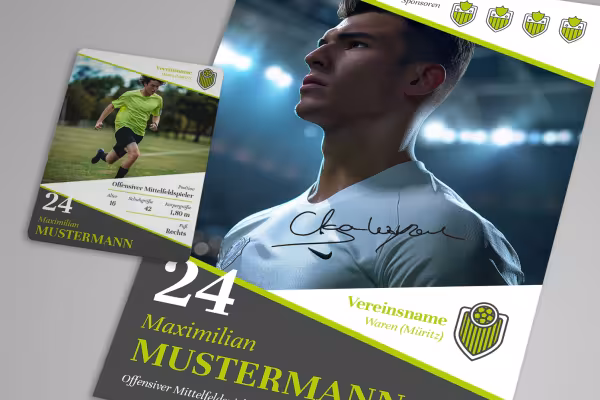 Design template for autograph cards and player trading cards