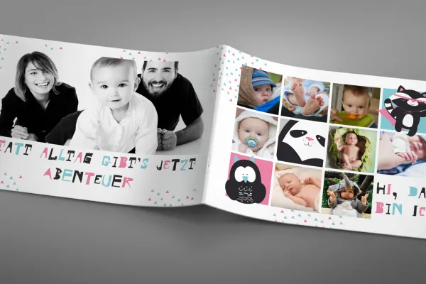 Vorlage für Babyfotoalbum im Querformat DIN A4