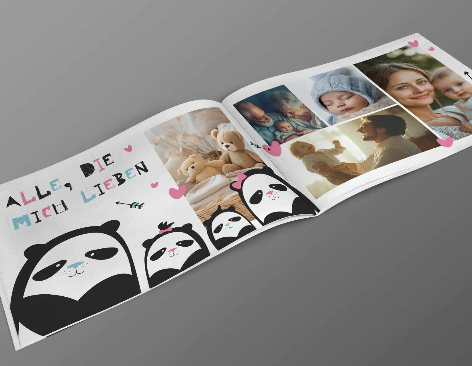 Vorlage f&uuml;r Babyfotoalbum im Querformat DIN A4