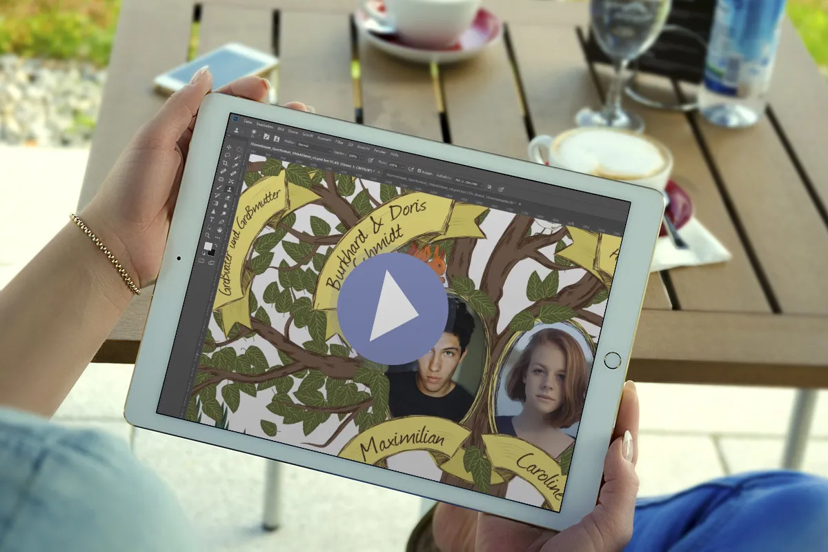 Instrukcja korzystania z szablonów drzewa genealogicznego w programie Photoshop.