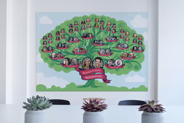 Modèle d'arbre généalogique à accrocher au mur
