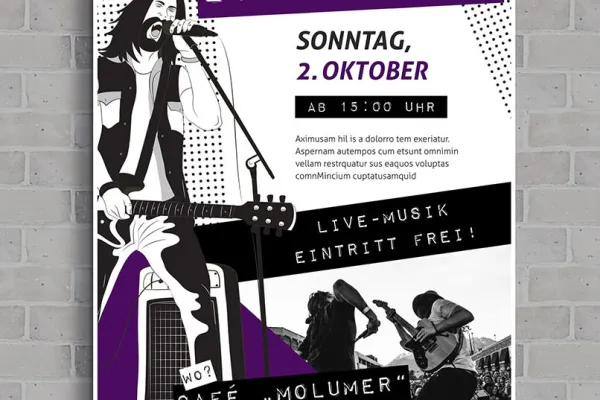 Musiikkijulisteiden malli konserttiposterin suunnitteluun