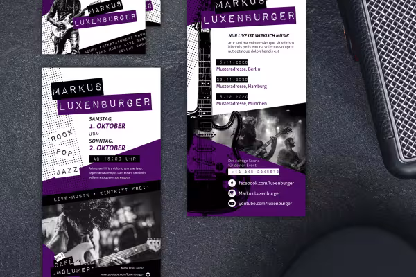 Konserler ve tur bilgileri için broşür tasarımı