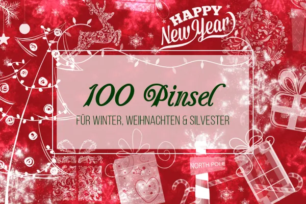 Beispielillustration zur Anwendung der Weihnachtspinsel. Auch passend für Schnee-Composings und Silvester-Flyer.