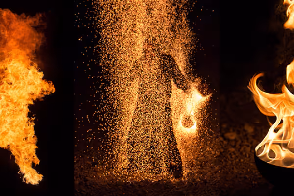 Photos dans lesquelles les textures de feu ont été intégrées.