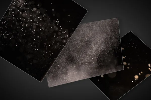 Staub, Staubwolken und Partikel vor schwarzem Hintergrund – Staub-Bilder zur Bildbearbeitung.