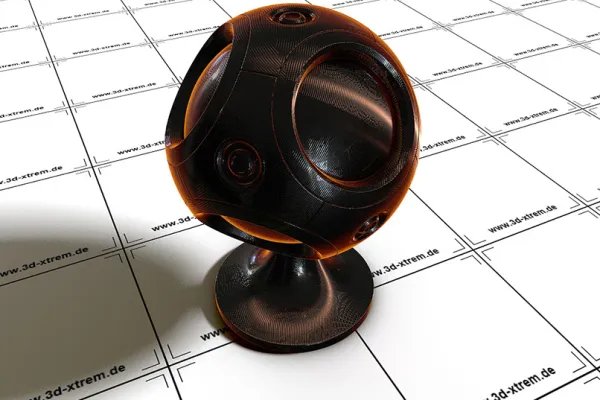 3D object, provided with a texture in Cinema 4D.