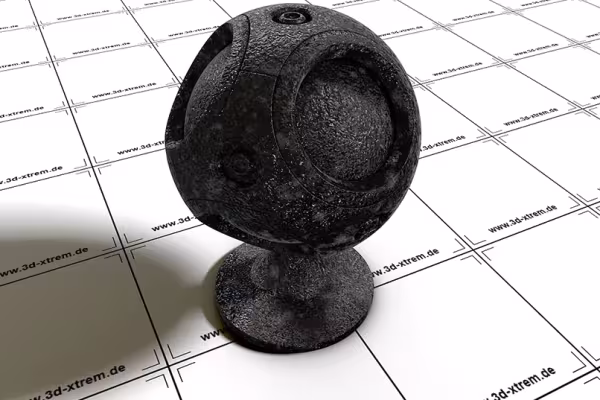 3D-objekt från Cinema 4D med en shader för att skapa metalliska ytor.