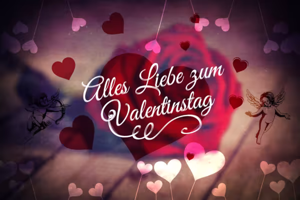 Beispiel zur Anwendung der Pinsel für einen liebevollen Gruß zum Valentinstag.