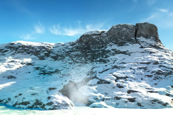 Schneebedeckter Berg, ein Beispiel zur Anwendung der Cinema 4D-Texturen.
