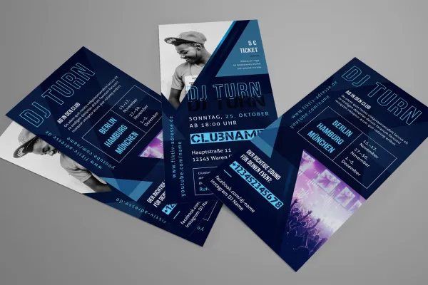 Flyer-Design zur Ankündigung von Auftritten und Tourdaten