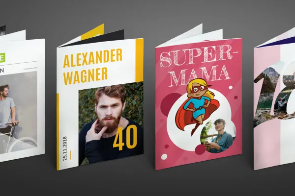 Syntymäpäivälehtien neljän mallin etusivut