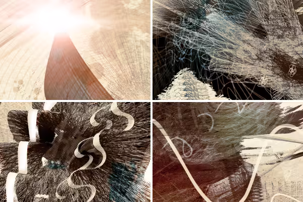 Exemples d'utilisation des pinceaux artistiques, utilisables pour Photoshop, Photoshop Elements, GIMP et Affinity Photo.