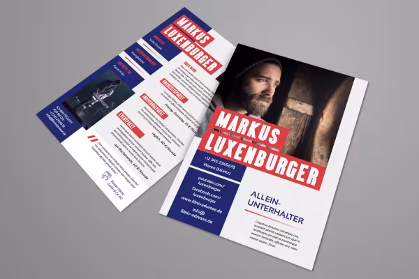 Template for designing artist cards, designed for solo entertainers, musicians