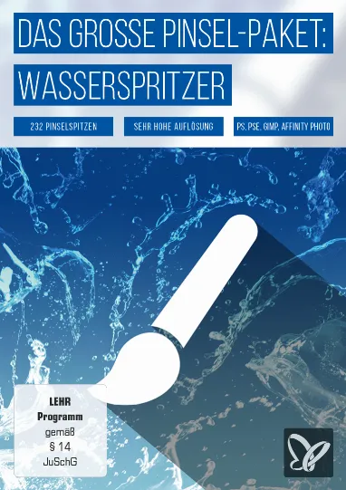 Pinsel-Set Wasserbilder, Wasserspritzer, Wassertropfen: Brushes für Photoshop, GIMP & Co