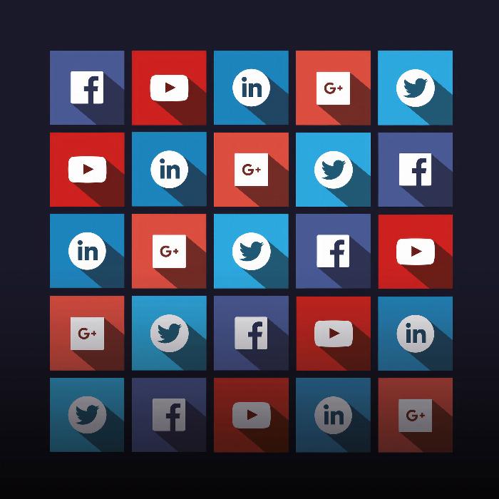 Sosiale medie-bannere for Facebook, Twitter, LinkedIn og YouTube