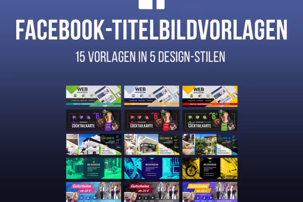 Presentasjon av de 15 malene for Facebook-tittelbilder.