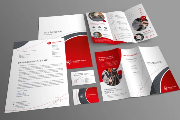 Neben einem PowerPoint Layout sind diese Vorlagen für gedruckte Kommunikationsmittel enthalten.