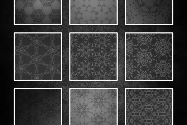 Examples with black and white backgrounds, decorated with ornaments