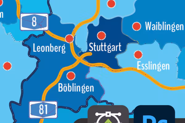 Baden-Württemberg'in Photoshop'ta düzenlenecek haritası.