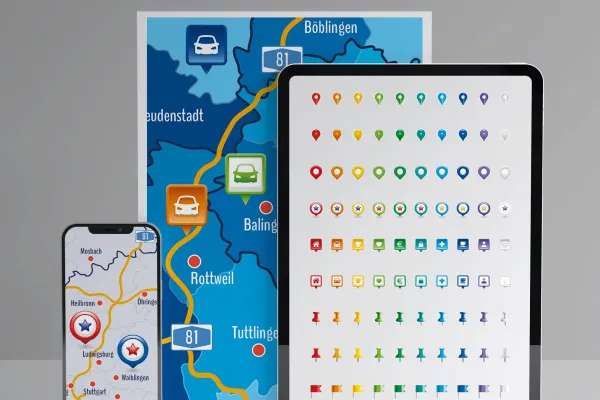 Icônes pour représenter la situation sur les cartes géographiques