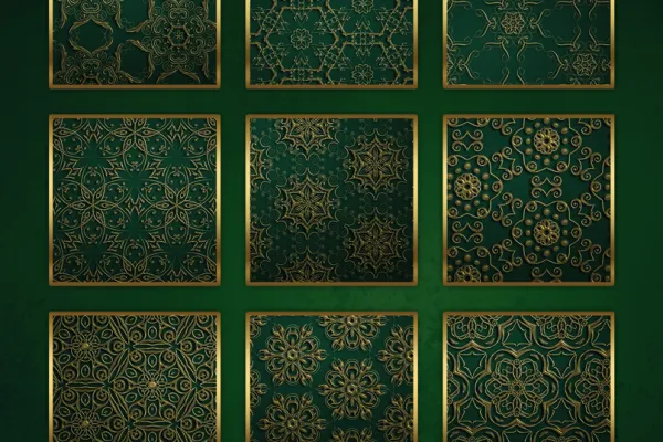 Beispiele für grüne Hintergründe mit goldenen Ornamenten